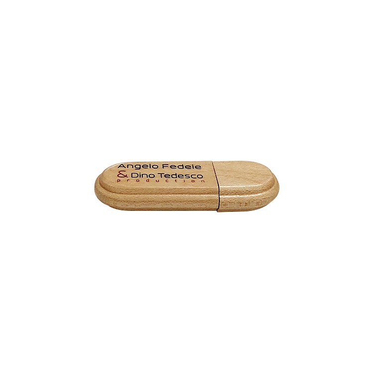 Custom logo Oval shaped wooden 64gb usb drive LWU893